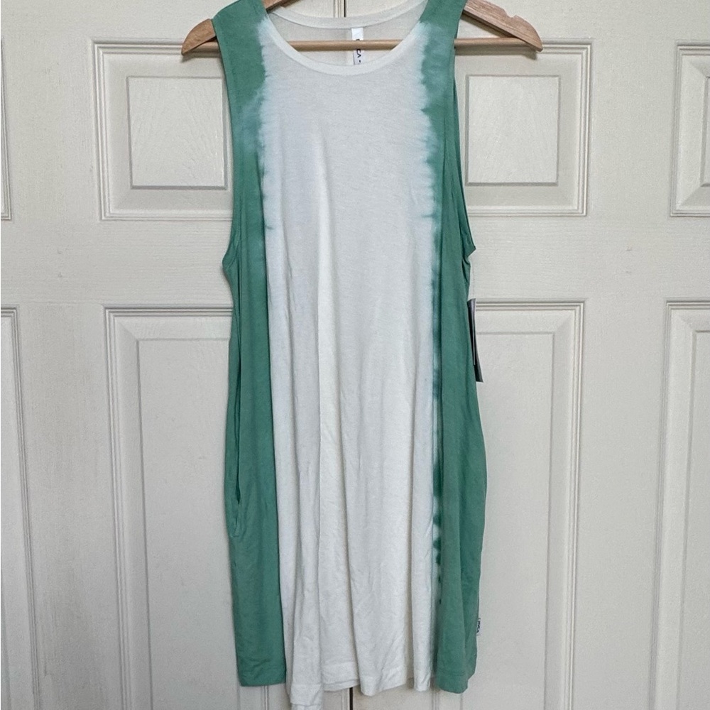 RVCA Green and White Sleeveless Sucker Punched Dress in Cool Mint